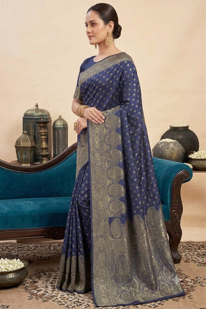 Formal look with this silky Saree with jari boundary