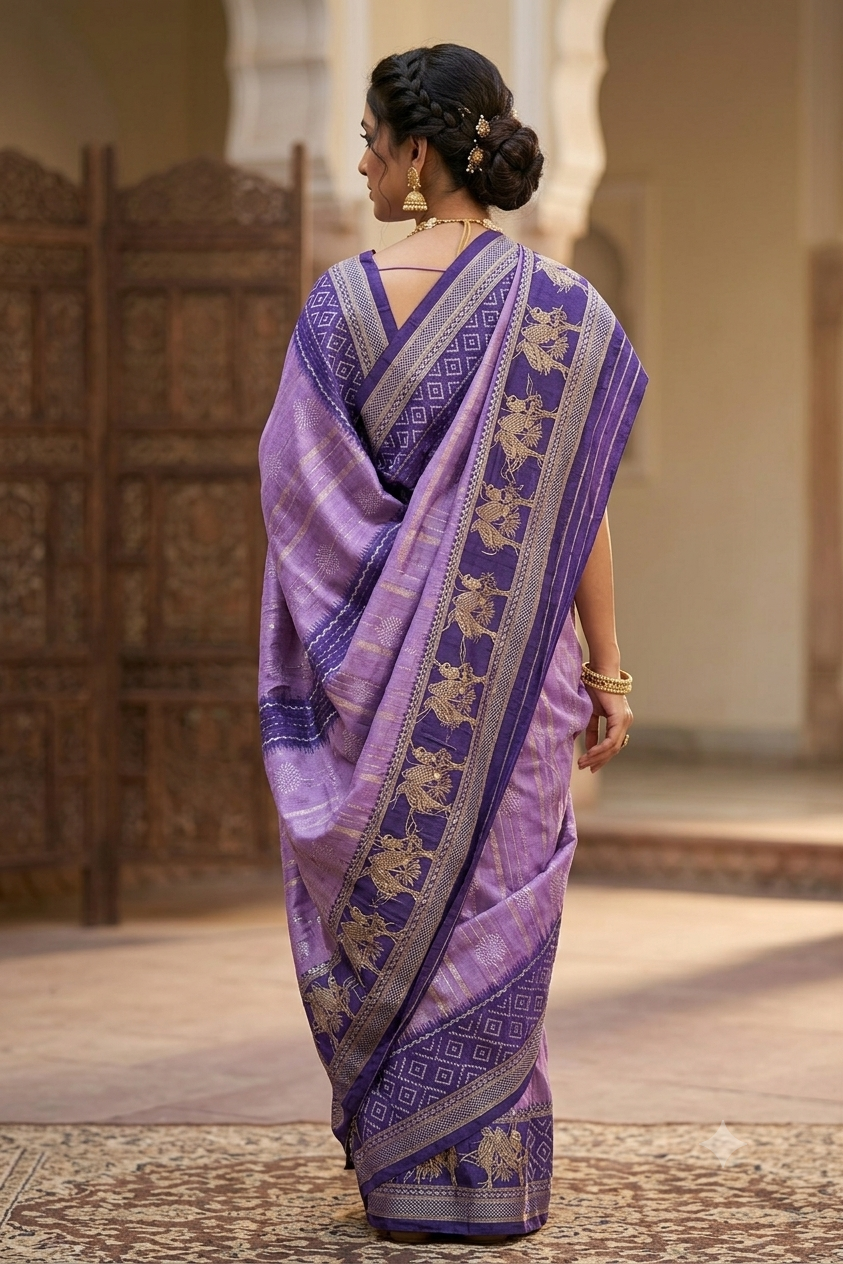 Bengani polyester fabric saree with jari work