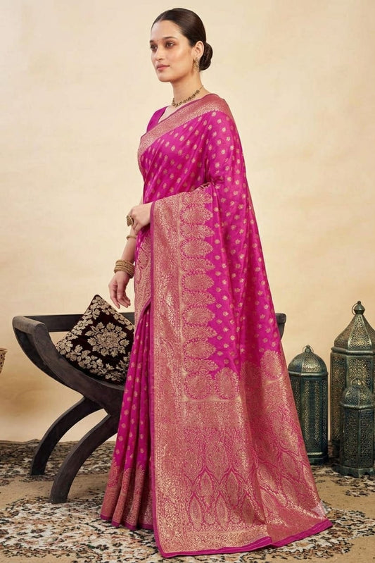 Pinky Rani with jari boundary bnarsi silk sarees